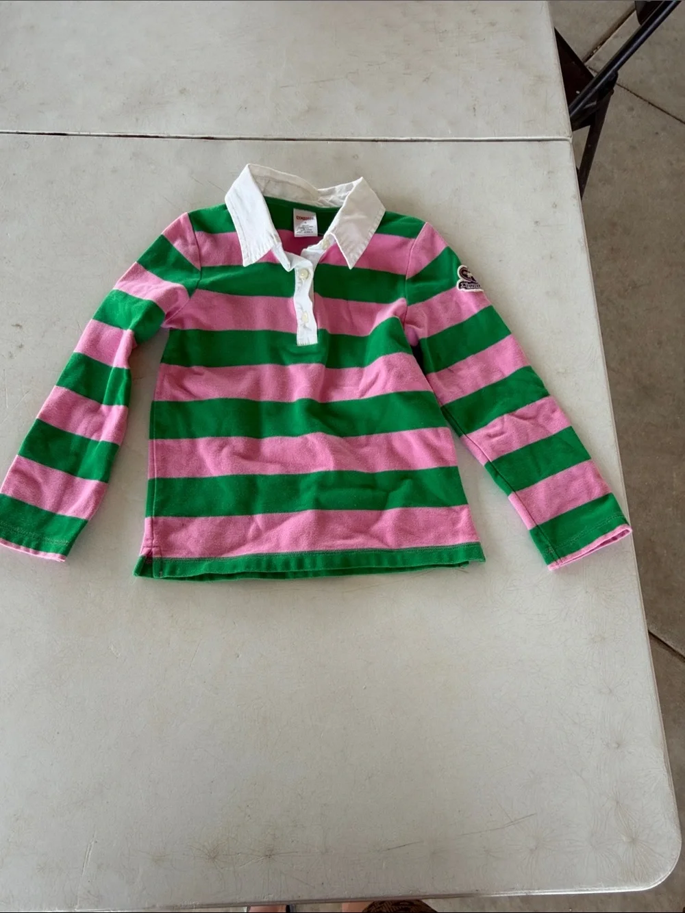 Gymboree Pink & Green Striped Rugby Polo